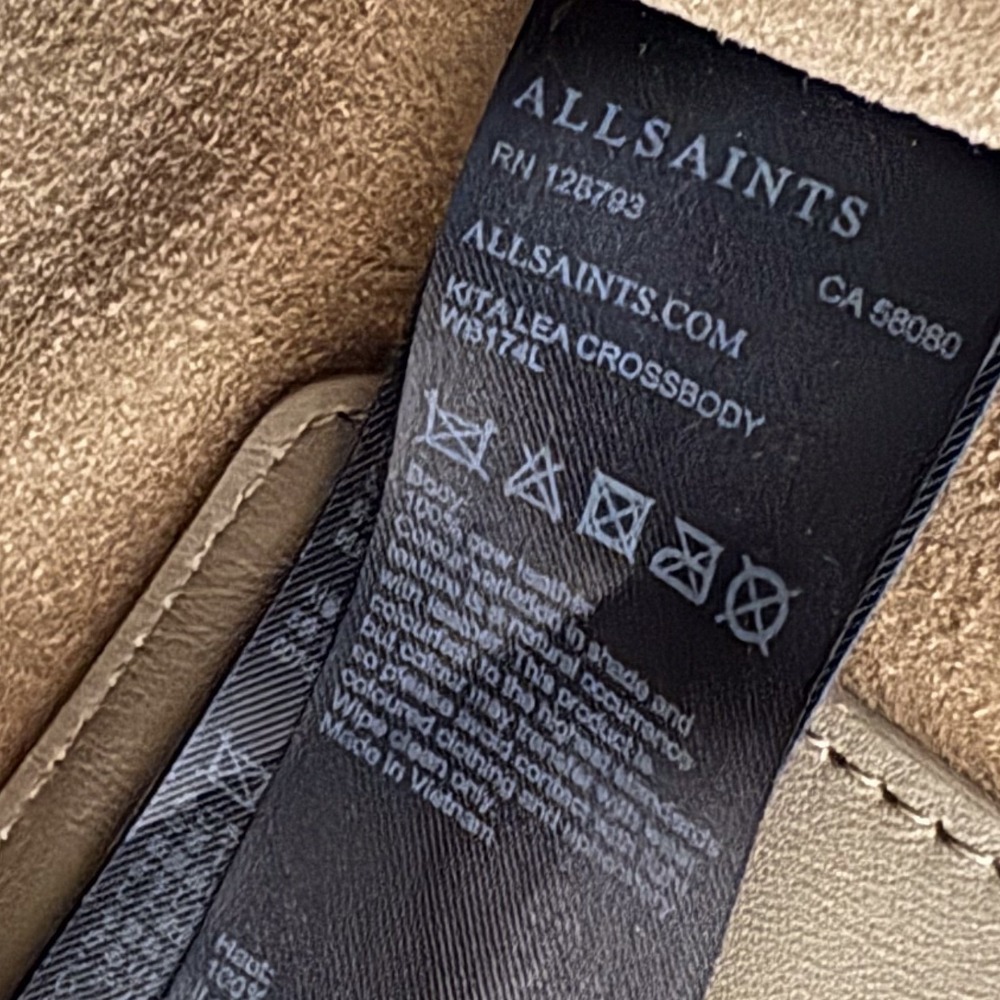 ALL SAINTS Kita Lea Crossbody Taupe Leather Bag Purse Shoulder Strap Smooth - Picture 12 of 12